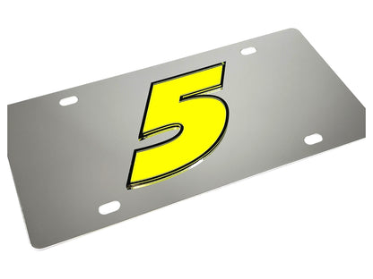 Kyle Larson #5 Fluorescent Stainless Steel License Plate