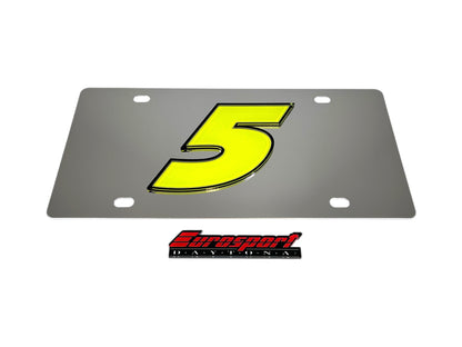 Kyle Larson #5 Fluorescent Stainless Steel License Plate