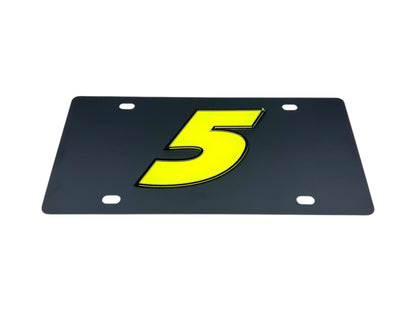 Kyle Larson #5 Fluorescent Carbon Steel License Plate