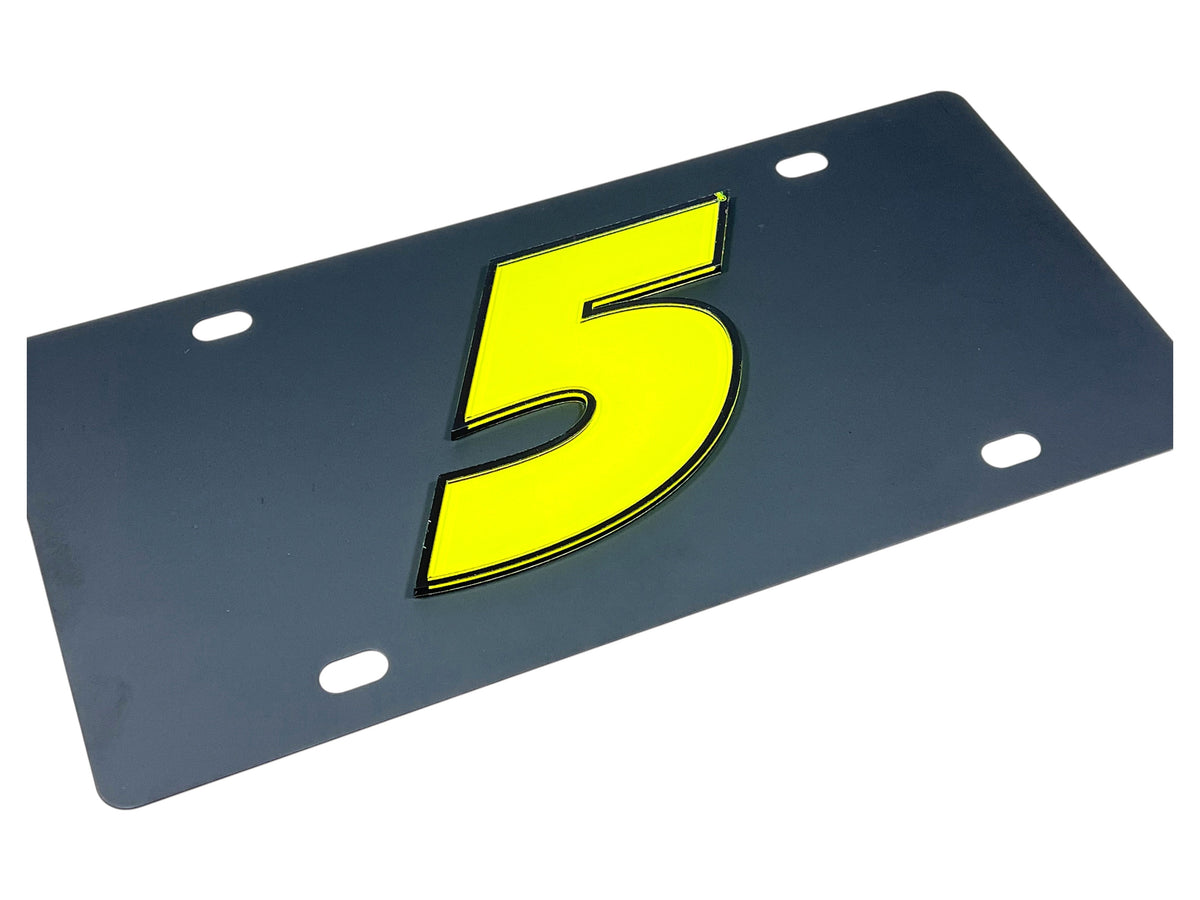 Kyle Larson #5 Fluorescent Carbon Steel License Plate