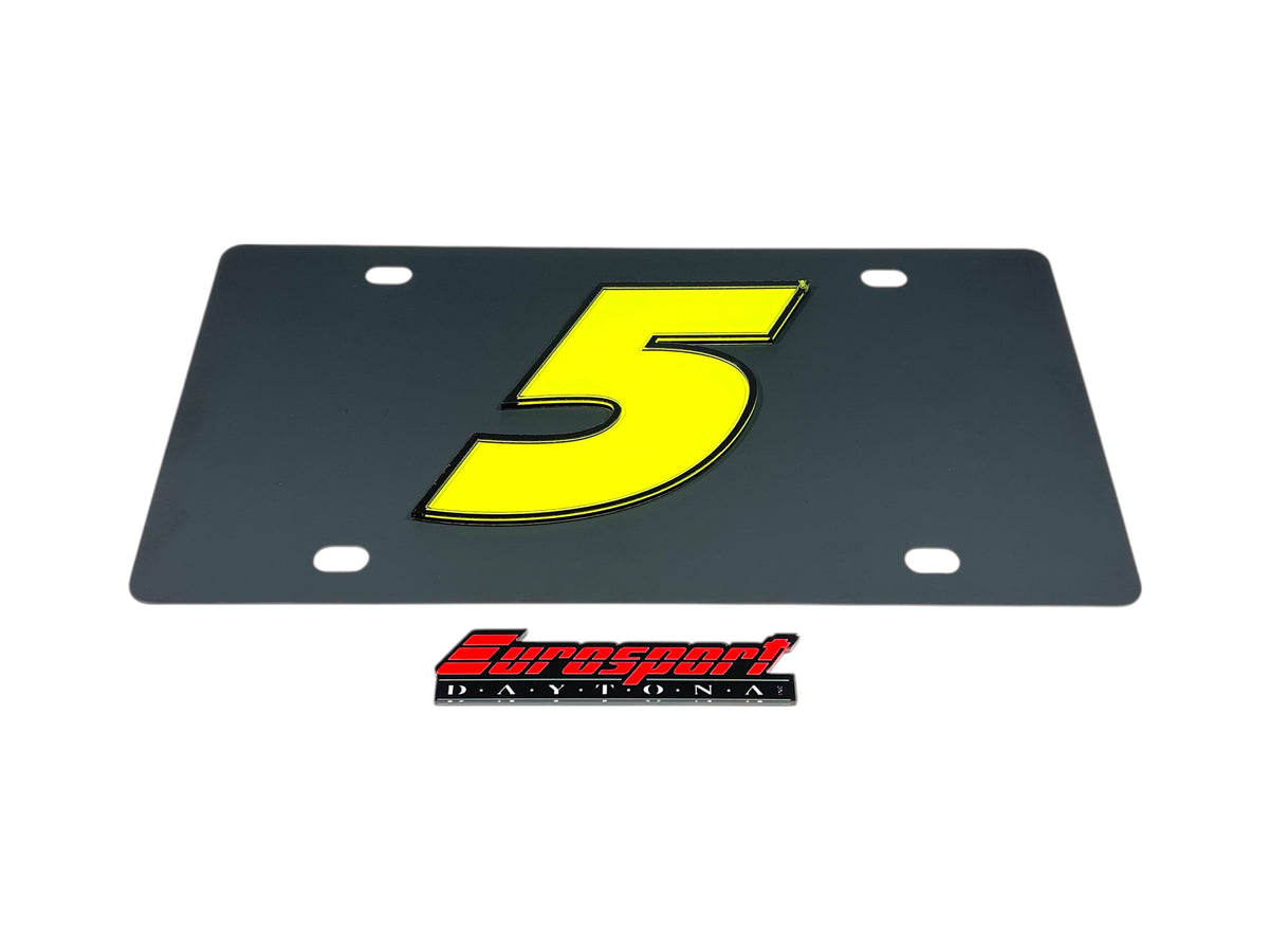 Kyle Larson #5 Fluorescent Carbon Steel License Plate