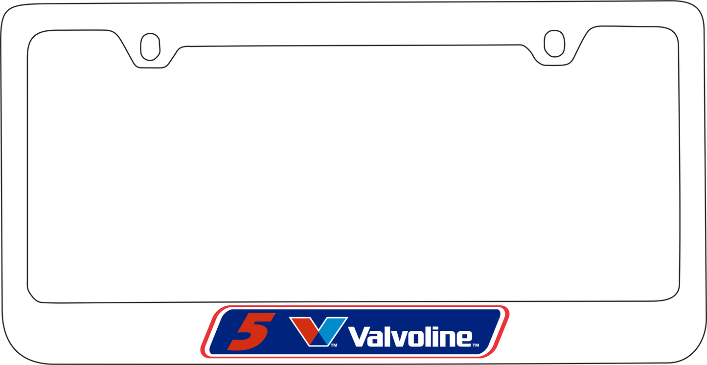 Kyle Larson #5 Valvoline White License Plate Frame