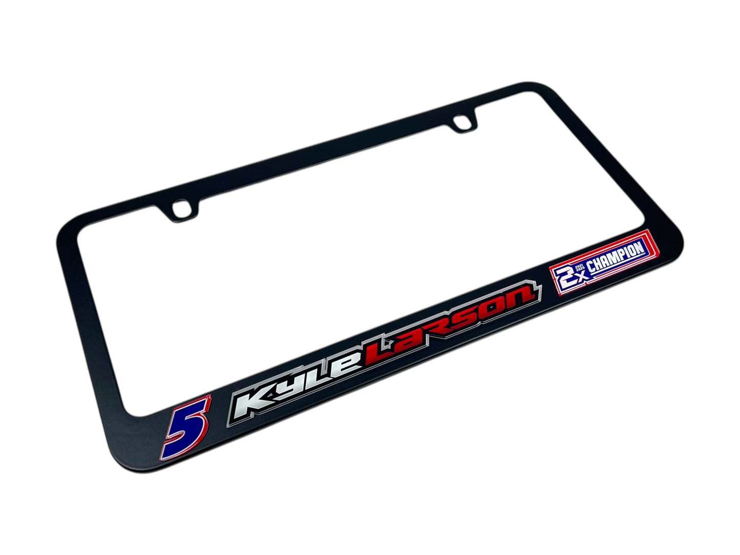 Kyle Larson #5 2X Champion Black License Plate Frame