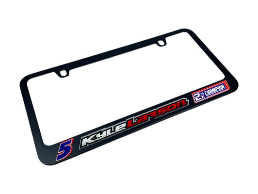 Kyle Larson #5 2X Champion Black License Plate Frame