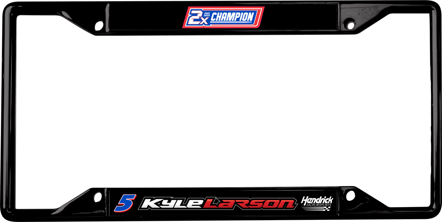 Kyle Larson #5 2X Champion Black License Plate Frame