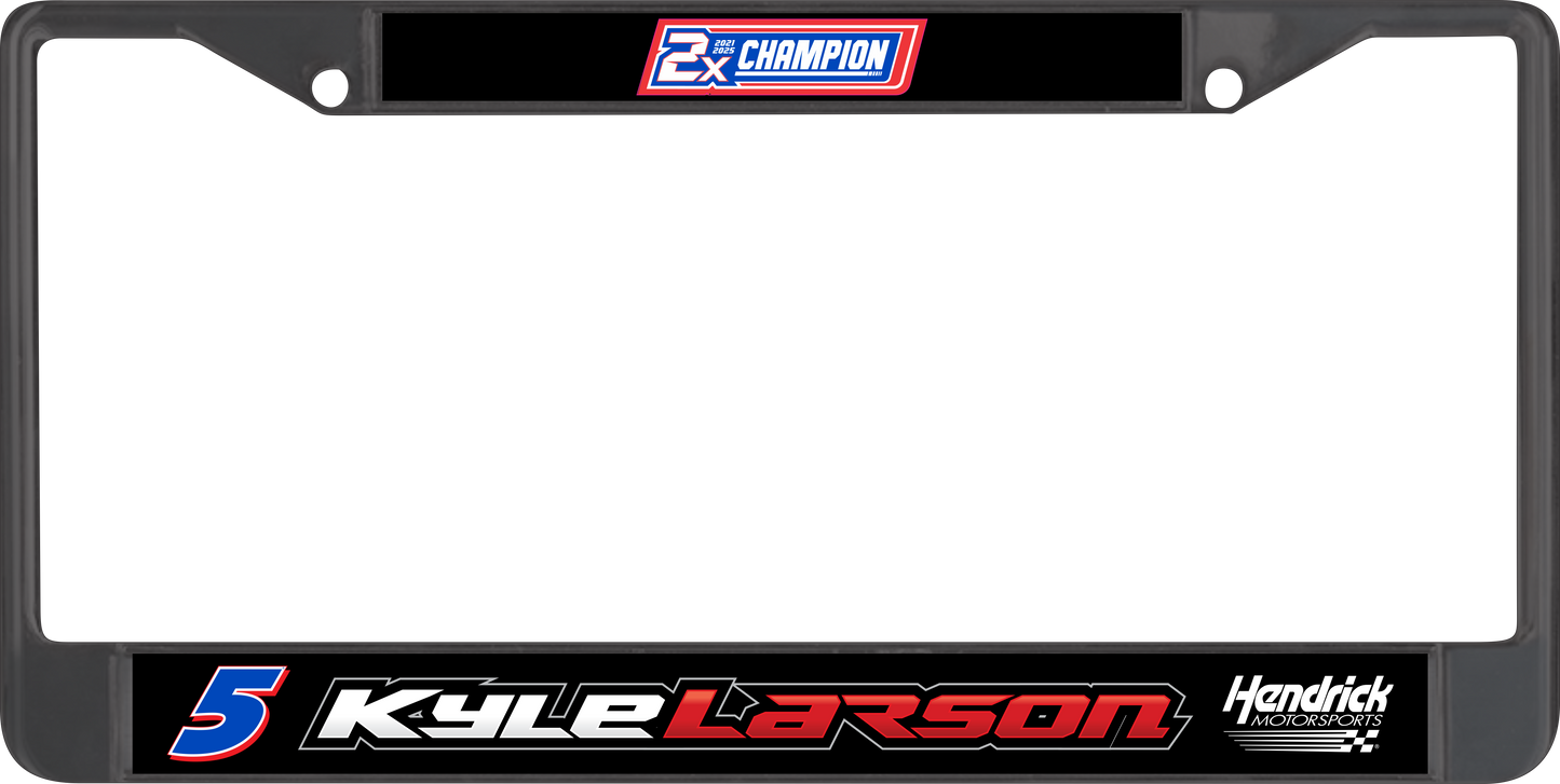 Kyle Larson #5 2X Champion Black License Plate Frame