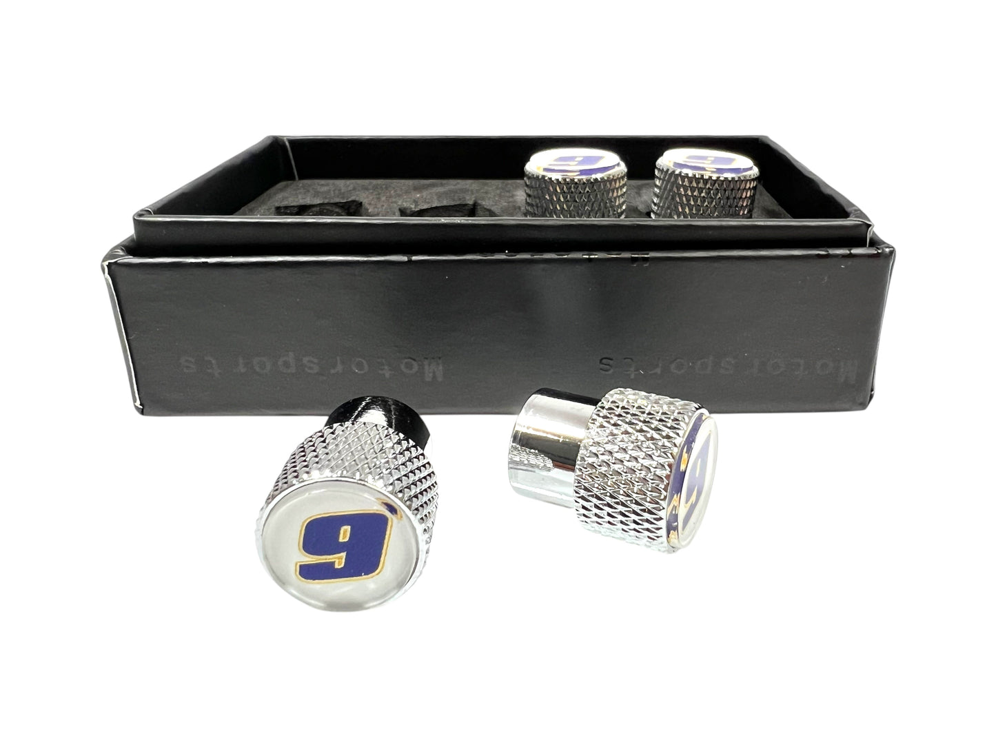 Chase Elliott #9 NAPA Chrome Knurled Valve Stem Caps