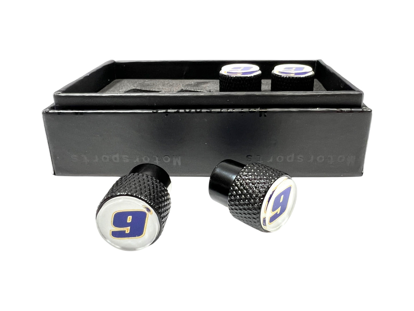 Chase Elliott #9 NAPA Black Knurled Valve Stem Caps