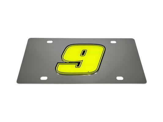 Chase Elliott #9 Fluorescent Stainless Steel License Plate