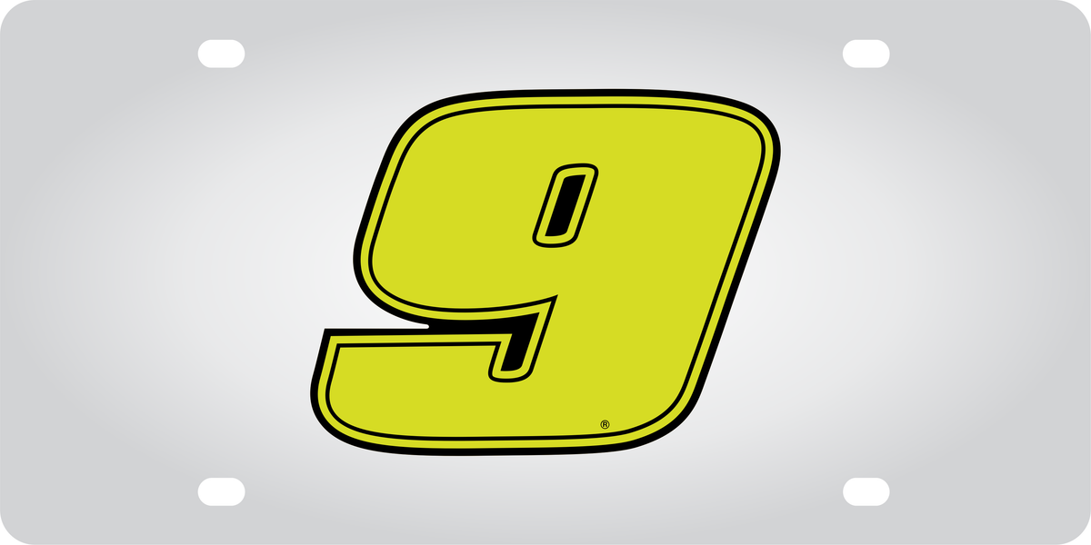 Chase Elliott #9 Fluorescent Stainless Steel License Plate