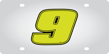 Chase Elliott #9 Fluorescent Stainless Steel License Plate