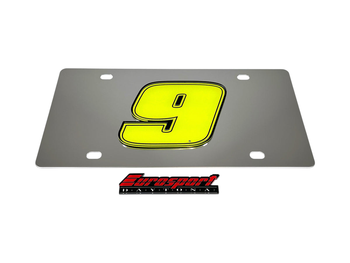Chase Elliott #9 Fluorescent Stainless Steel License Plate