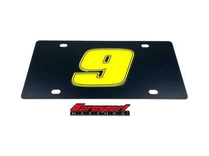 Chase Elliott #9 Fluorescent Carbon Steel License Plate