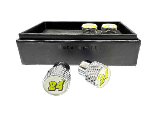 William Byron #24 Raptor Chrome Knurled Valve Stem Caps
