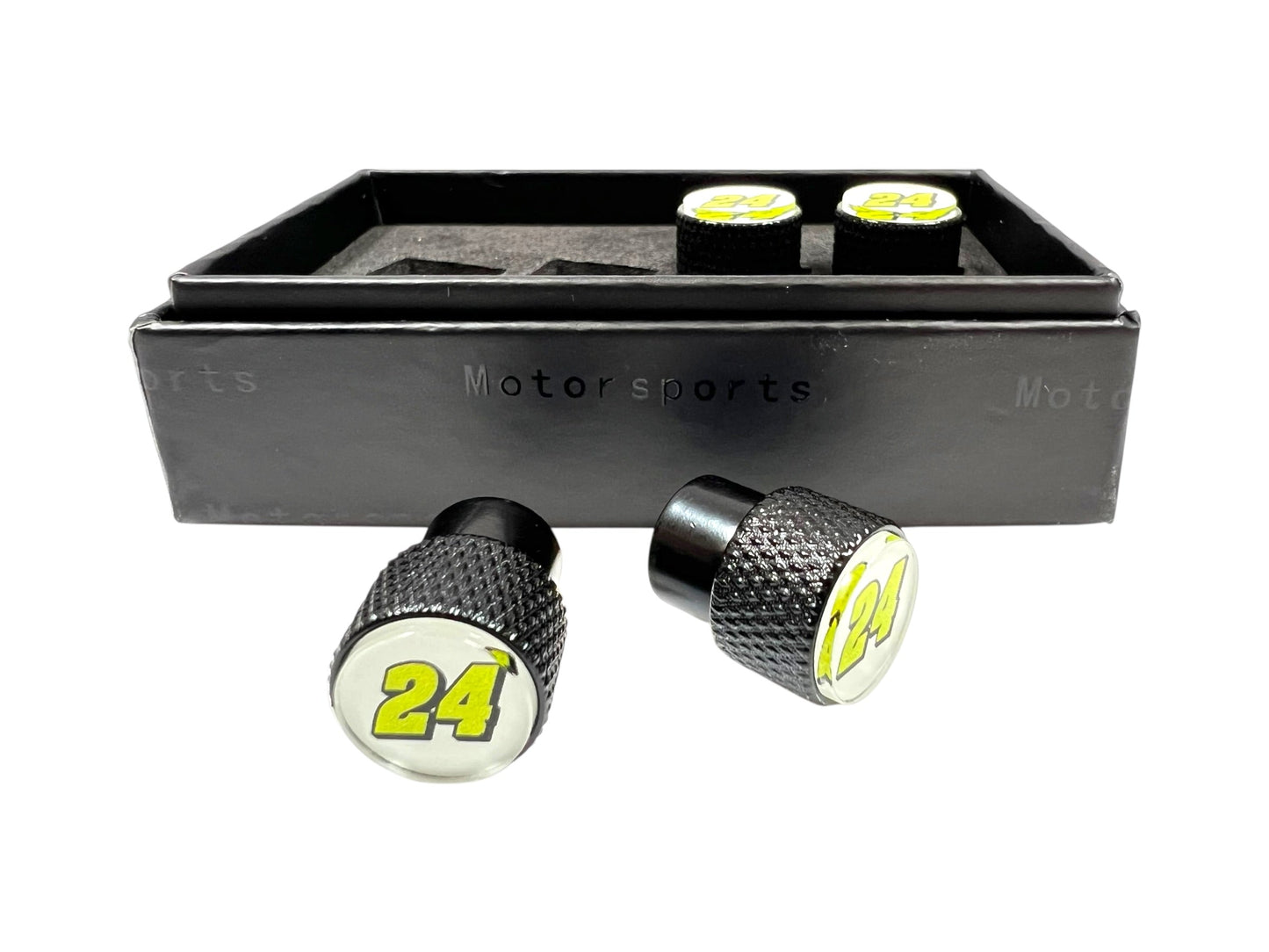 William Byron #24 Raptor Black Knurled Valve Stem Caps