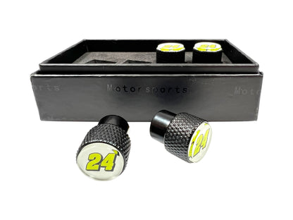 William Byron #24 Raptor Black Knurled Valve Stem Caps