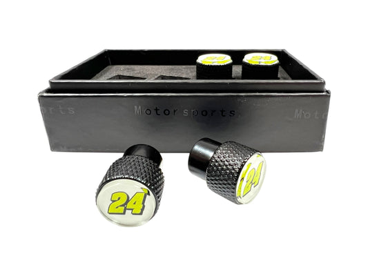 William Byron #24 Raptor Black Knurled Valve Stem Caps