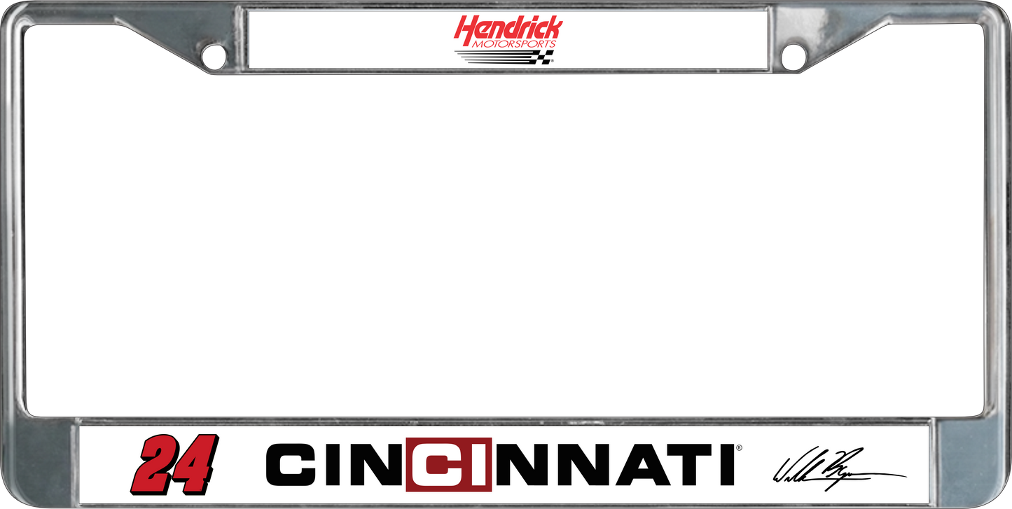 William Byron #24 Cincinnati Chrome License Plate Frame
