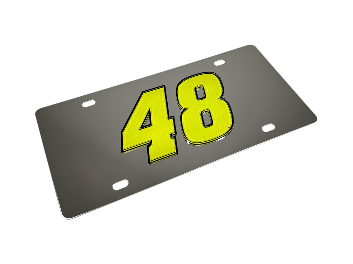 Alex Bowman #48 Fluorescent Stainless Steel License Plate