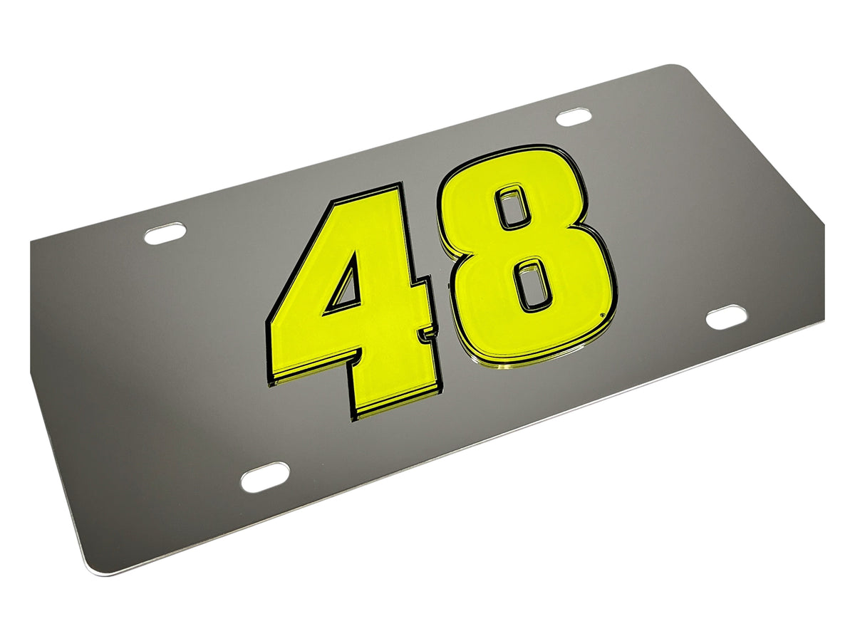 Alex Bowman #48 Fluorescent Stainless Steel License Plate