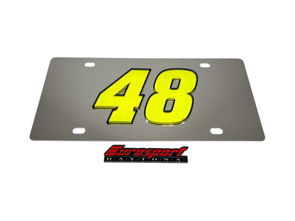 Alex Bowman #48 Fluorescent Stainless Steel License Plate