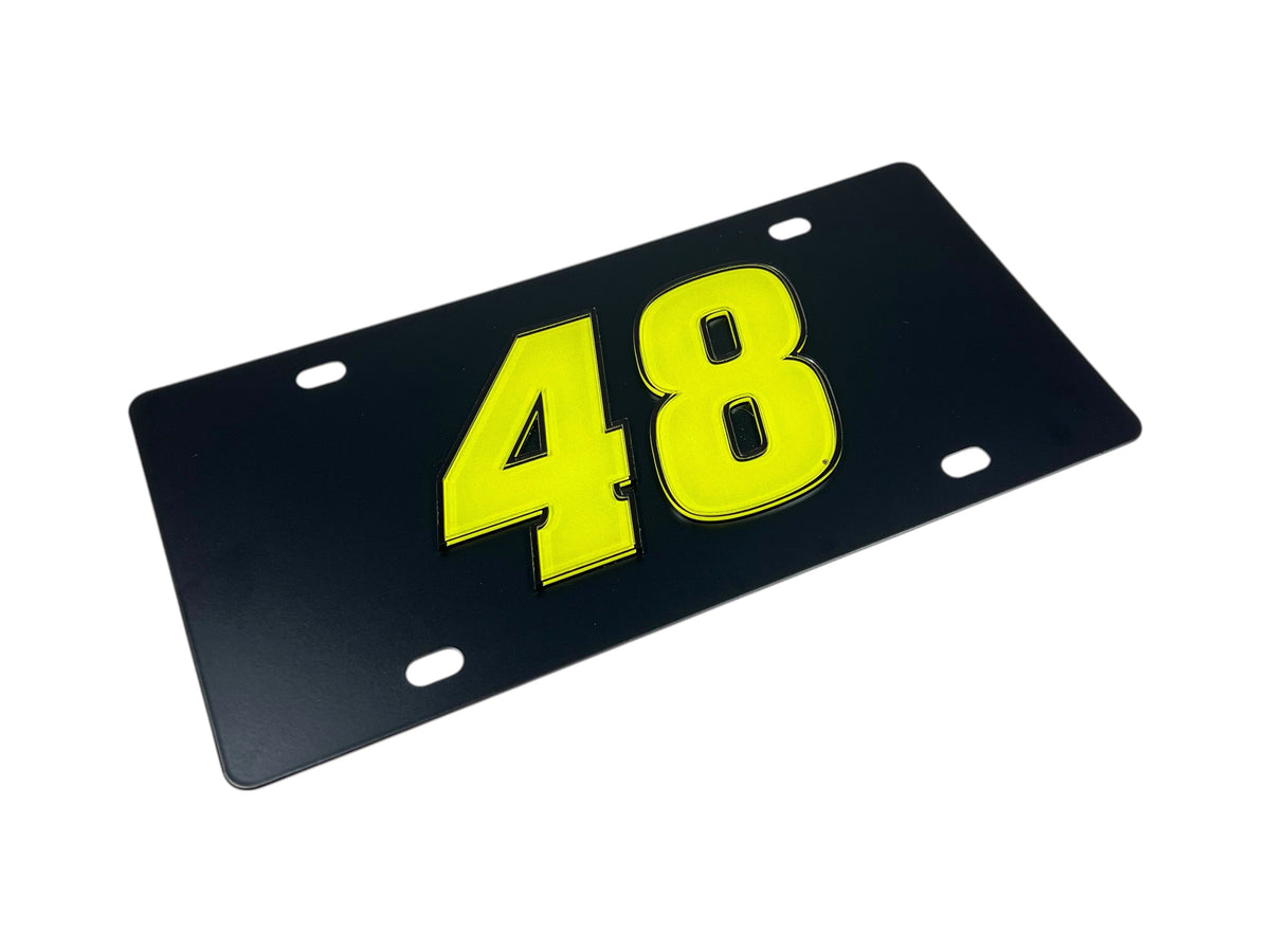Alex Bowman #48 Fluorescent Carbon Steel License Plate