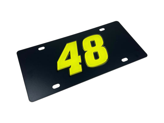 Alex Bowman #48 Fluorescent Carbon Steel License Plate