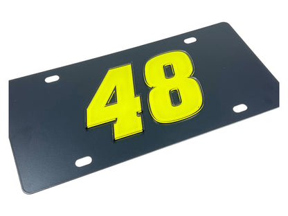 Alex Bowman #48 Fluorescent Carbon Steel License Plate