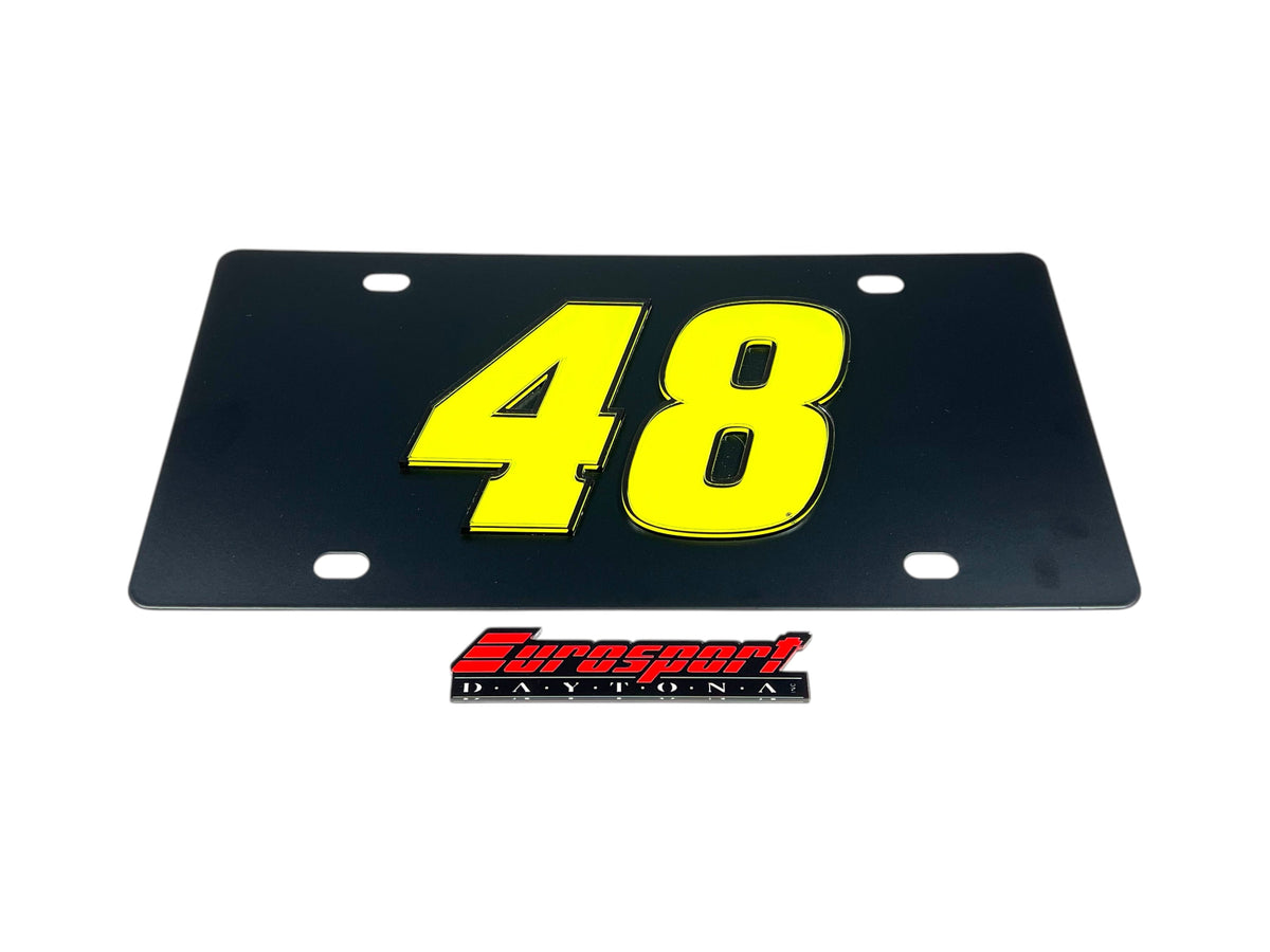 Alex Bowman #48 Fluorescent Carbon Steel License Plate