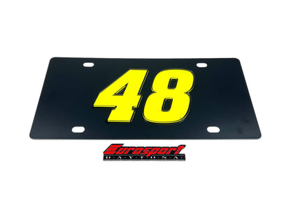 Alex Bowman #48 Fluorescent Carbon Steel License Plate
