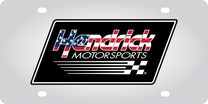 Hendrick Motorsports American Flag Stainless Steel License Plate