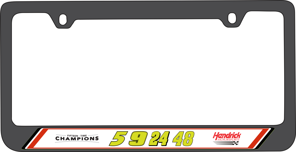 Hendrick Motorsports Fluorescent Team Numbers Black License Plate Frame