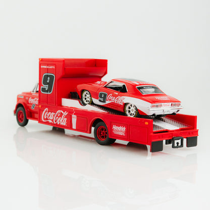 Chase Elliott #9 Coca-Cola 1968 Chevrolet C60 Truck w/1969 Chevrolet Camaro M2 1:64 Die-Cast