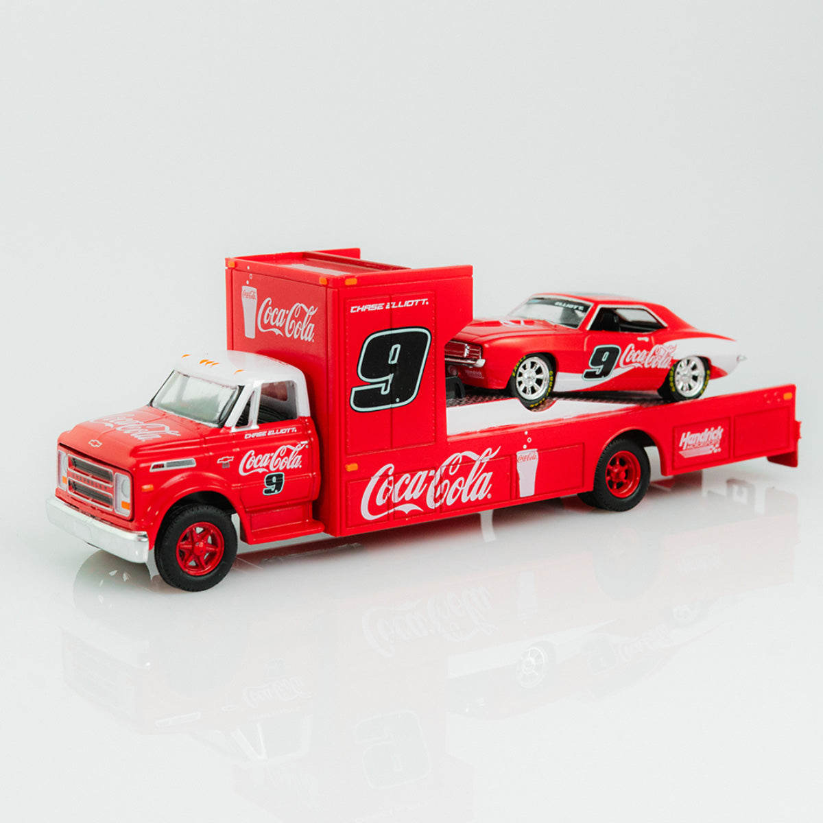 Chase Elliott #9 Coca-Cola 1968 Chevrolet C60 Truck w/1969 Chevrolet Camaro M2 1:64 Die-Cast