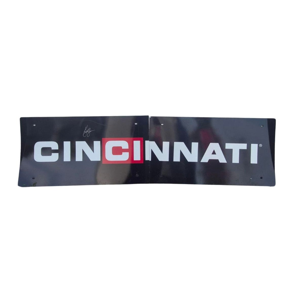 AUTOGRAPHED Race Used 2021 Kyle Larson #5 Valvoline/Cincinnati Pit Box Sign