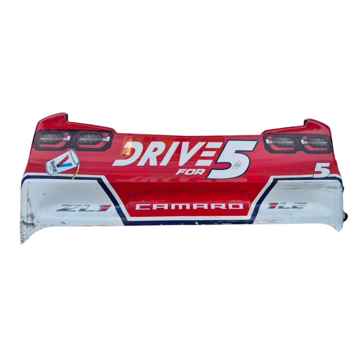 Autographed Race Used 2021 Kyle Larson #5 Valvoline Rear Bumper - Bristol 2, Win, Championship Season