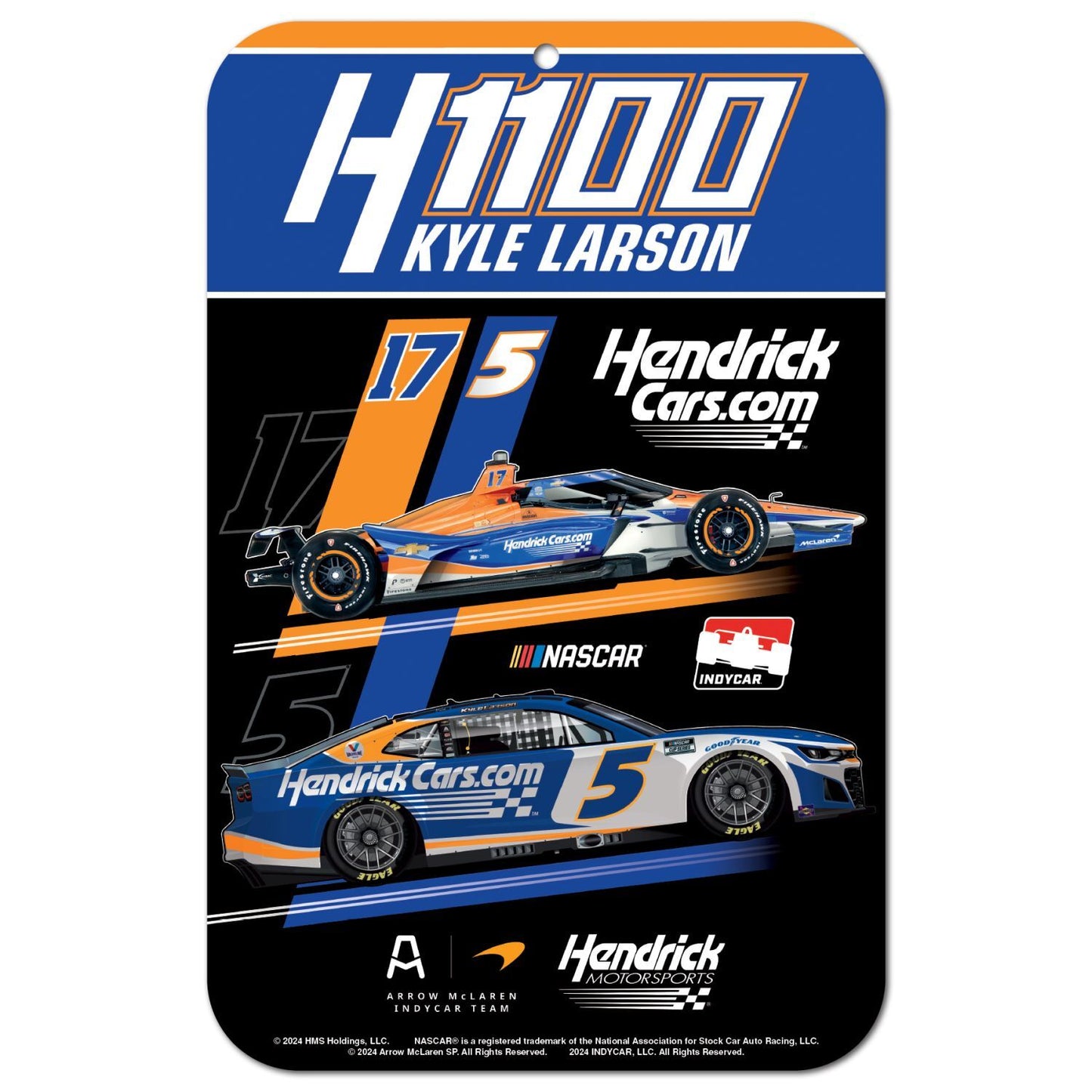 Kyle Larson H1100 HendrickCars.com Indy 500 & Coke 600 11"x 17" Sign