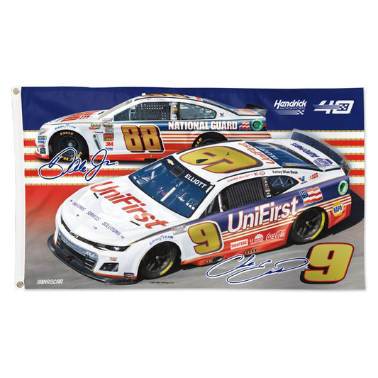 Chase Elliott #9 / Dale Earnhardt Jr. #88 Darlington Throwback Dual Car 3' x 5' Flag