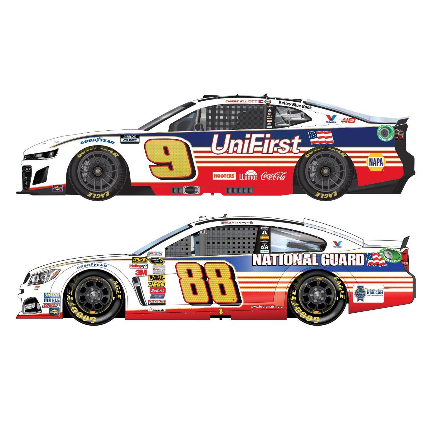 Chase Elliott 2024 #9 Throwback & Dale Jr. 2014 #88 DAYTONA 500 1:24 ELITE Die-Cast Two-Pack