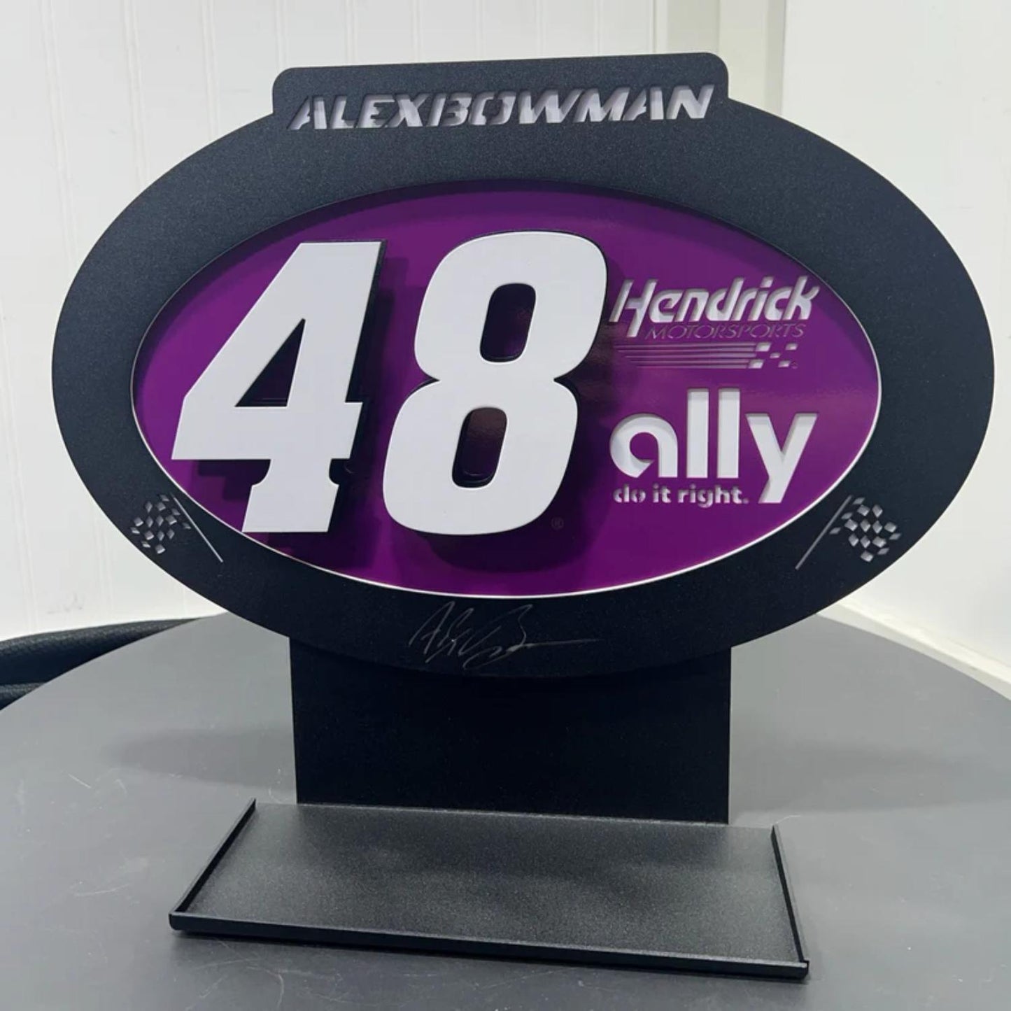 Alex Bowman #48 Oval 3D Sheet Metal Diecast Display
