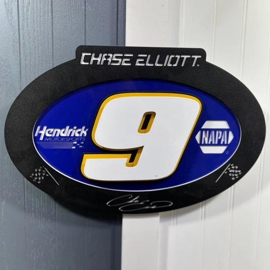 Chase Elliott #9 Oval 3D Sheet Metal Sign