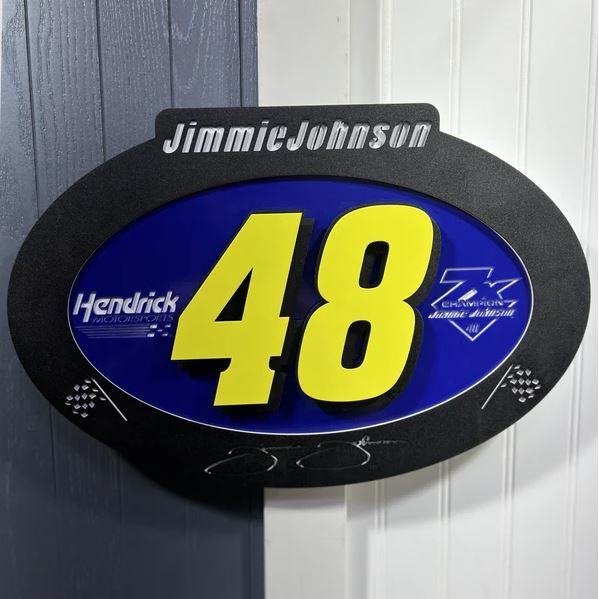 Jimmie Johnson #48 Oval 3D Sheet Metal Sign