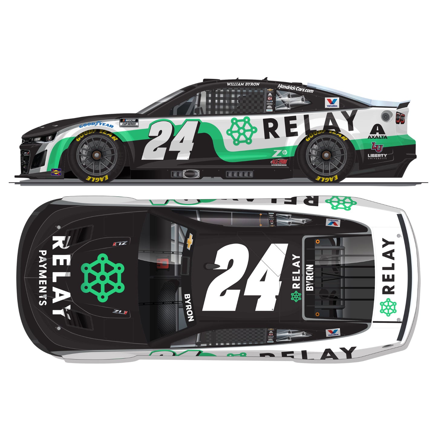 AUTOGRAPHED William Byron #24 2025 Relay Payments 1:24 ELITE Die-Cast
