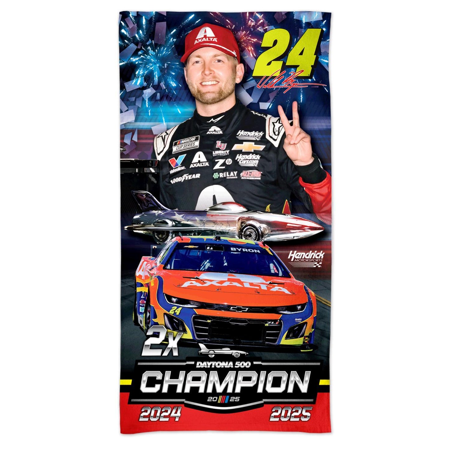 William Byron #24 2025 Daytona 500 RACE WIN 30' x 60" Beach Towel