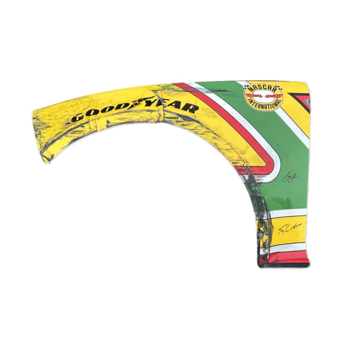 DUAL AUTOGRAPHED Race Used 2024 Kyle Larson/Terry Labonte #5 HendrickCars.com Left Front Fender - Darlington 1