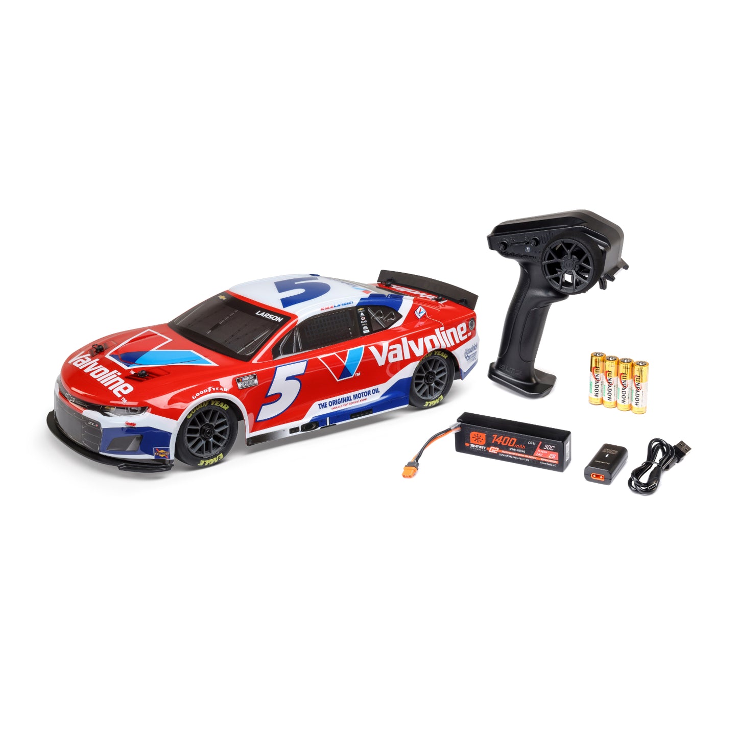 Kyle Larson #5 2025 Valvoline Chevrolet Camaro - Losi NASCAR RC Race Car Ready-to-Race - 1/12 Scale AWD Remote Control Car
