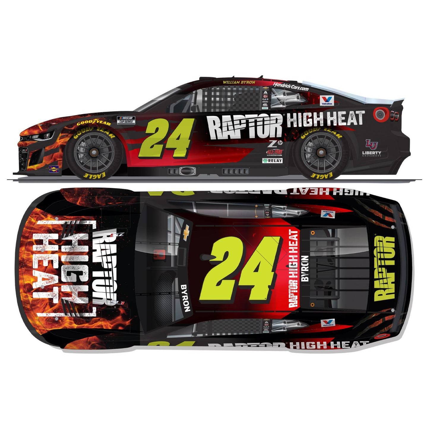 AUTOGRAPHED William Byron #24 2025 RAPTOR High Heat 1:24 ELITE Die-Cast
