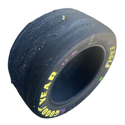 Race Used 2025 Chase Elliott #9 Victory Lane Tire - Kansas 2 Win