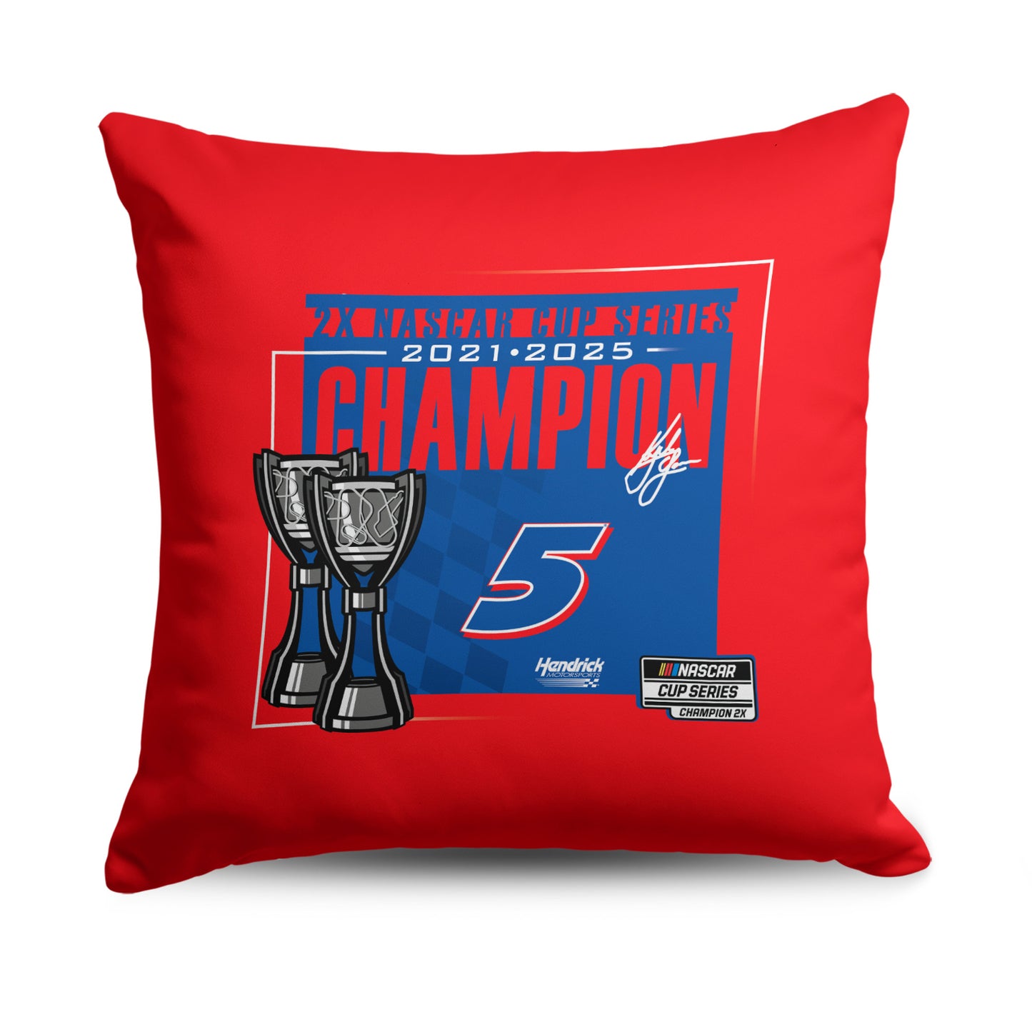 Kyle Larson #5 2025 NASCAR Cup Series Champion Throw Pillow