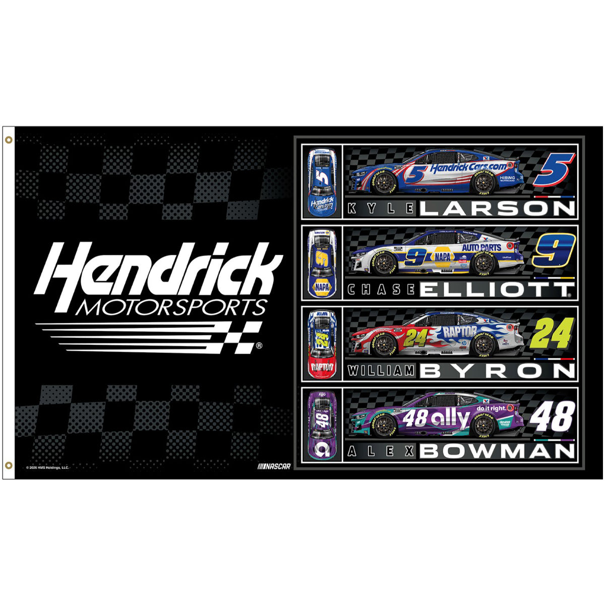 Hendrick Motorsports 2026 4-Car 3' x 5' 1-Sided Flag